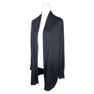Eileen Fisher black 💯% wool open front cardigan sweater pockets 3X plus size